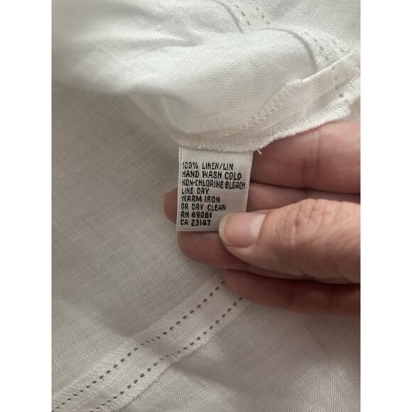 Vintage Talbots Irish Linen Collared Button Blouse Womens Size 8 White NWT - Picture 5 of 8